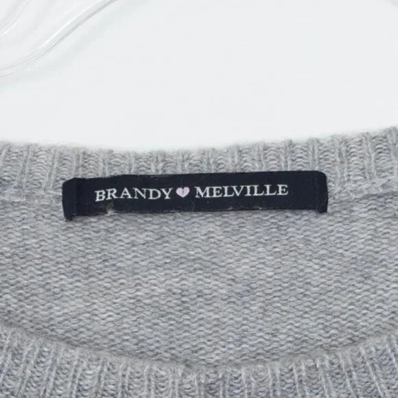 Brandy Melville Wool Cashmere Blend Long Sleeve Gray‎ Striped Sweater - Picture 6 of 9